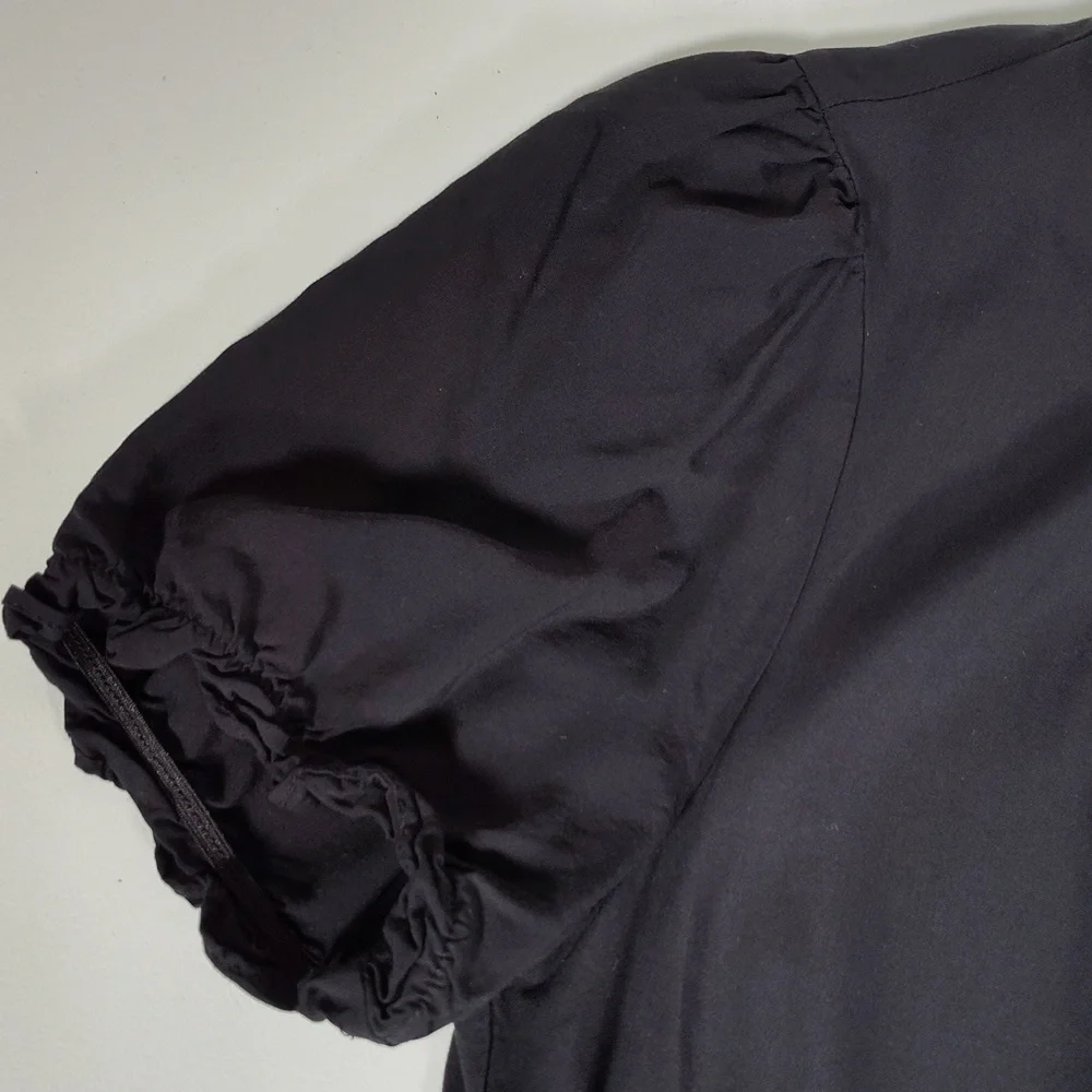 J. Crew Puff-Sleeve Tiered Midi Dress Black S - Picture 6 of 11